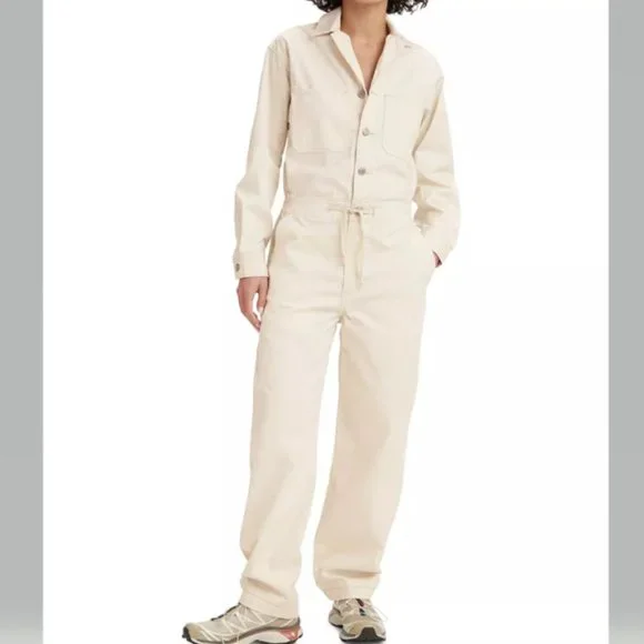 Levis Cargo Jumpsuit Coveralls in White Grey Ivory Sizes S and M NWT - Picture 1 of 10